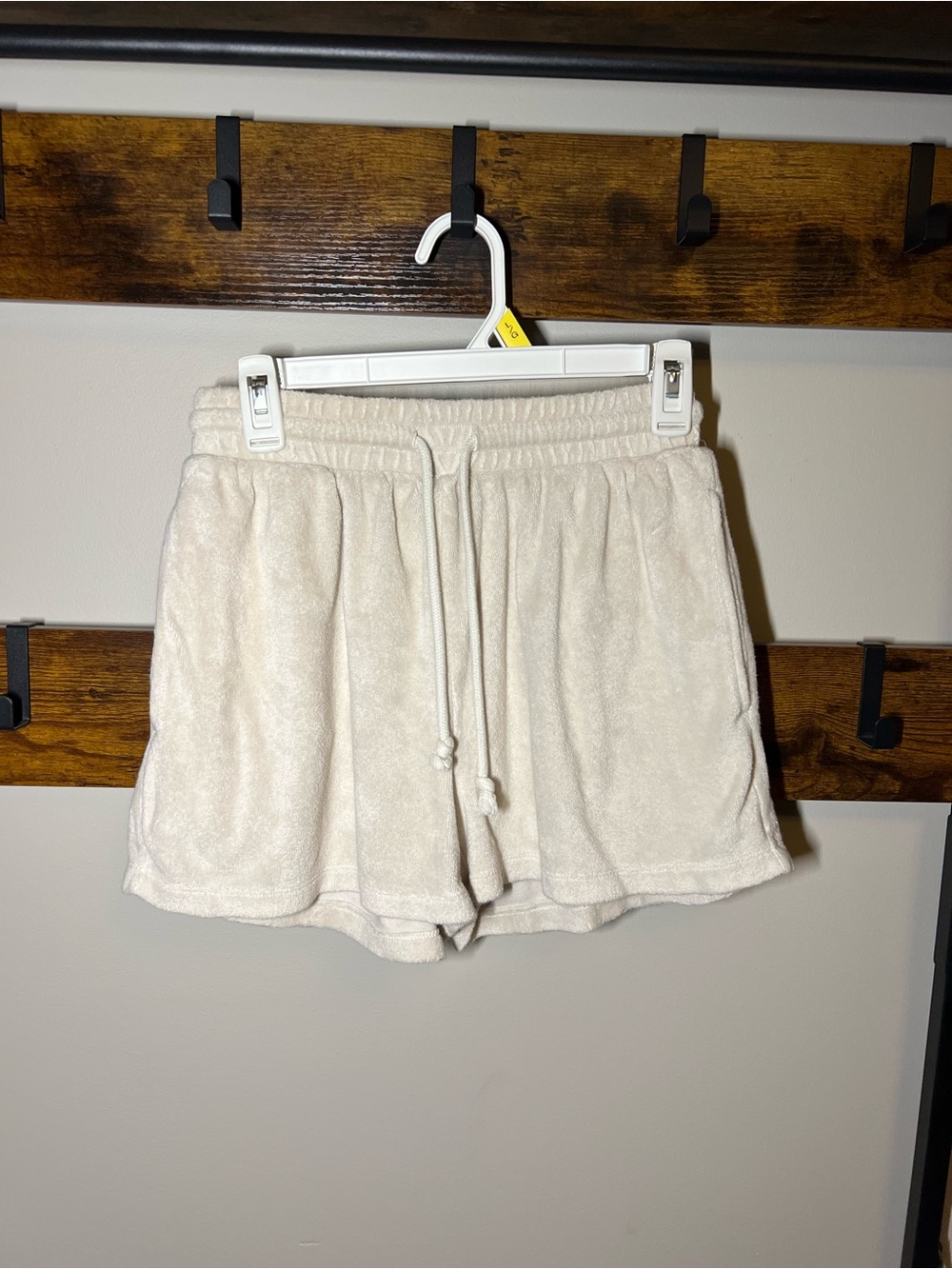 Wilfred Cream Terry Drawstring Athletic Shorts